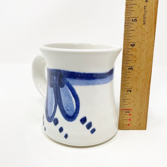 Lakeside Pottery Canada Coffee Cup Mug Hand Painted Stoneware Blue Floral White - Picture 6 of 6